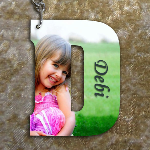 Alphabet Letter D Wooden Key Chain Double Side