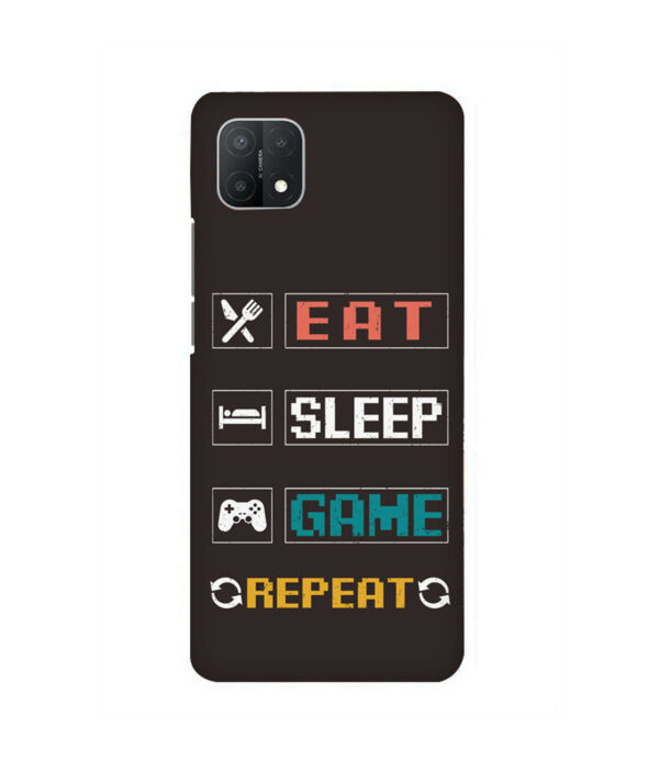 Eat Sleep Game Oppo A15 Back Cover